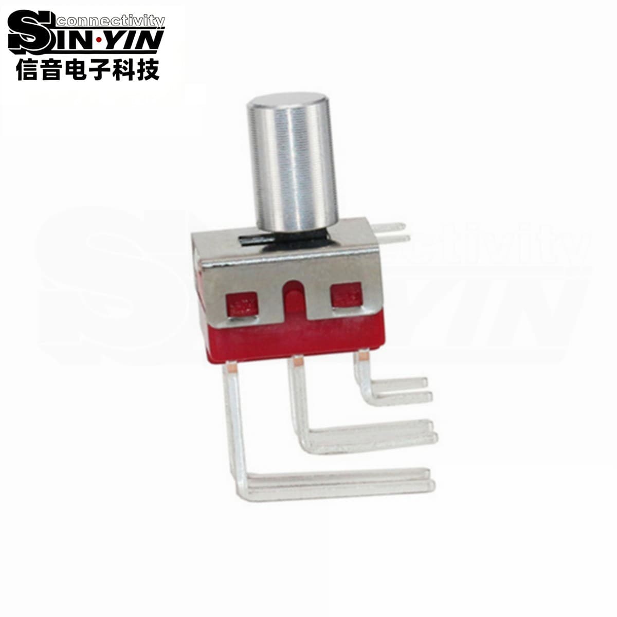 3A大电流直柄微型拨动开关 SS-22D28（双排6针脚/卧式侧插90度长脚/两档2P2T双极双掷/金属圆柱直柄/板边侧面操作）-3