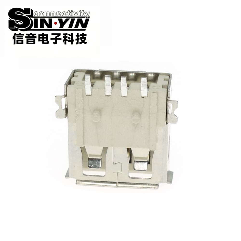 USB AF 全贴片母座（1.2鱼叉贴片脚/外壳口部卷边/4Pin USB 2.0/白色耐高温胶芯/纯SMT高效贴片/超薄主板与消费电子专指）-5