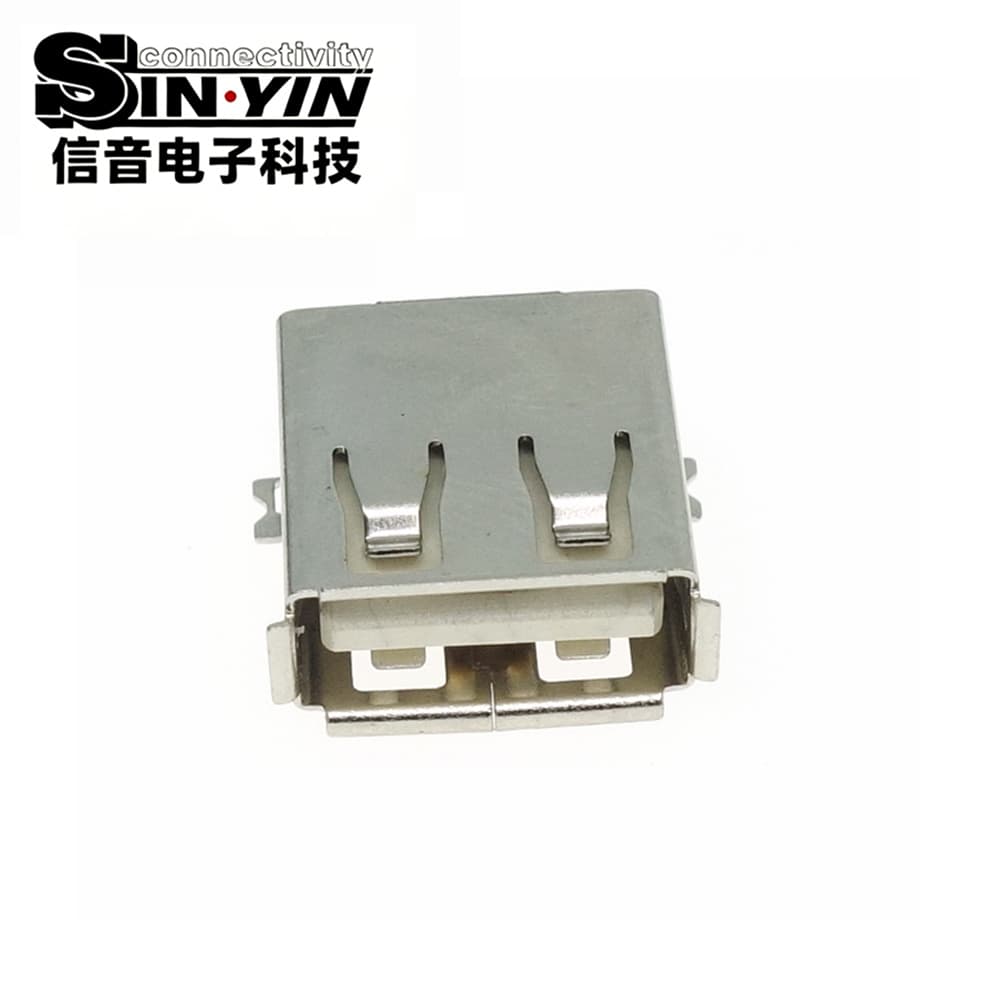 USB AF 全贴片母座（1.2鱼叉贴片脚/外壳口部卷边/4Pin USB 2.0/白色耐高温胶芯/纯SMT高效贴片/超薄主板与消费电子专指）-2