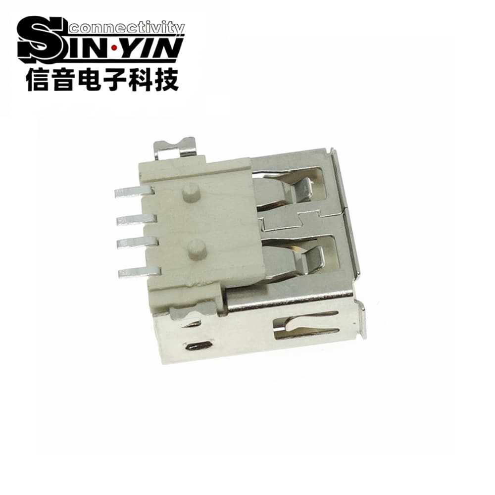 USB AF 全贴片母座（1.2鱼叉贴片脚/外壳口部卷边/4Pin USB 2.0/白色耐高温胶芯/纯SMT高效贴片/超薄主板与消费电子专指）-4