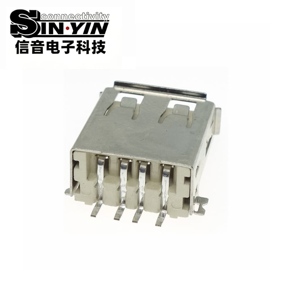 USB AF 全贴片母座（1.2鱼叉贴片脚/外壳口部卷边/4Pin USB 2.0/白色耐高温胶芯/纯SMT高效贴片/超薄主板与消费电子专指）-3