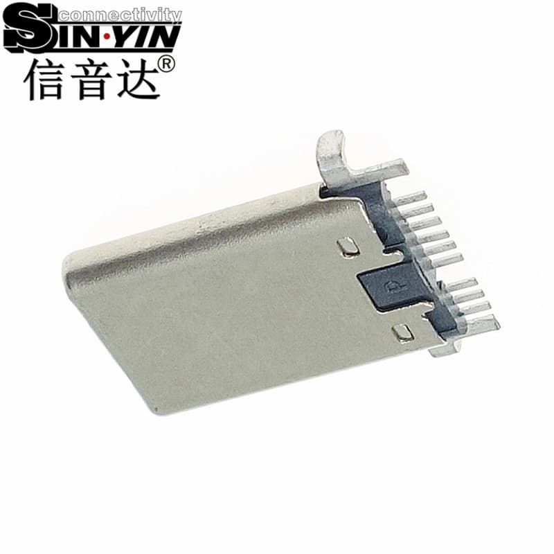 USB Type-C 9Pin 公头连接器（单排SMT贴片/带插板加固脚/快充+数据传输/转接头与扩展小板专用）-3