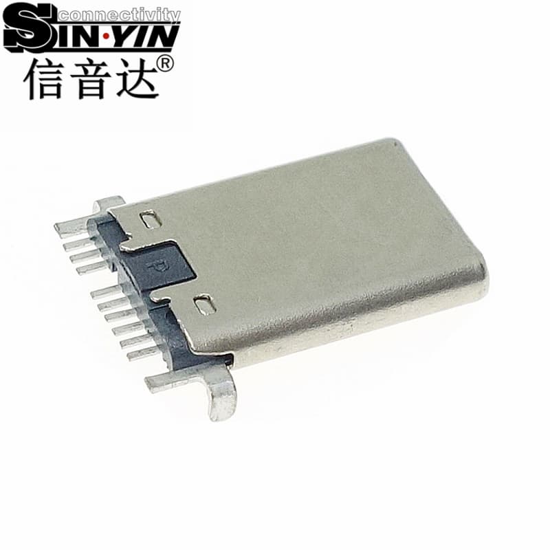 USB Type-C 9Pin 公头连接器（单排SMT贴片/带插板加固脚/快充+数据传输/转接头与扩展小板专用）-2