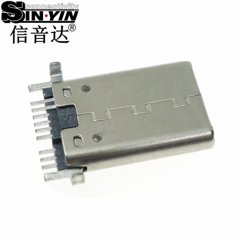 USB Type-C 9Pin 公头连接器（单排SMT贴片/带插板加固脚/快充+数据传输/转接头与扩展小板专用）