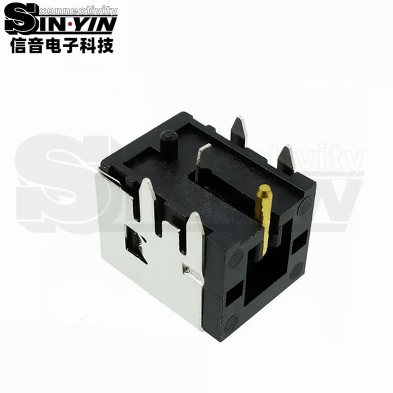 DC-007B 10A大电流镀金DC电源插座（高传导镀金针脚 / 5.5×2.1 / 5.5×2.5mm 金属屏蔽DC母座）-3