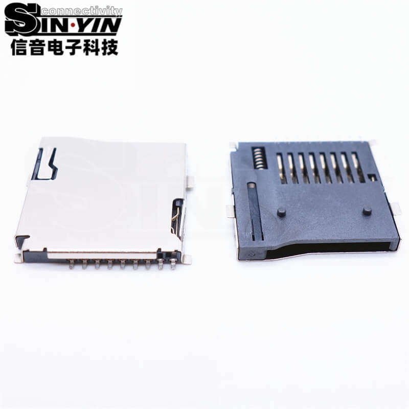 TF卡座 外焊自弹式/Push-Push Micro SD卡槽 贴片型（外焊脚易检测 / 自弹锁紧 / 行车记录仪/数码扩展卡槽）-5