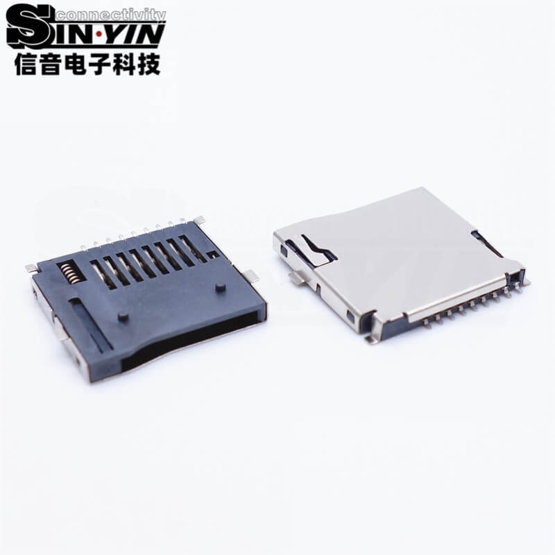 TF卡座 外焊自弹式/Push-Push Micro SD卡槽 贴片型（外焊脚易检测 / 自弹锁紧 / 行车记录仪/数码扩展卡槽）-4