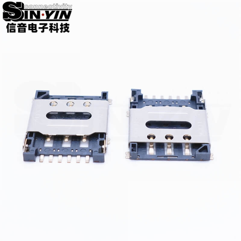SIM卡座 6Pin 1.5H 掀盖式/翻盖式 贴片型（1.5mm超薄 / 高抗震铰链锁紧 / 4G/5G物联网通信模组卡槽）