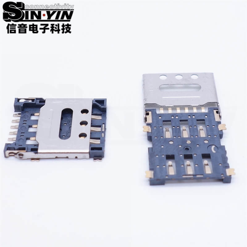 SIM卡座 6Pin 1.5H 掀盖式/翻盖式 贴片型（1.5mm超薄 / 高抗震铰链锁紧 / 4G/5G物联网通信模组卡槽）-5