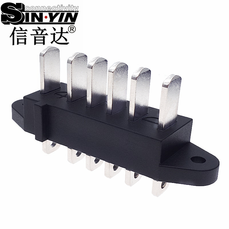 信音达 SYCBCWL128M 新国标6Pin防水复合插座｜IP67防护·60mm长度·镀镍黄铜端子·灵活引脚配置方案-2