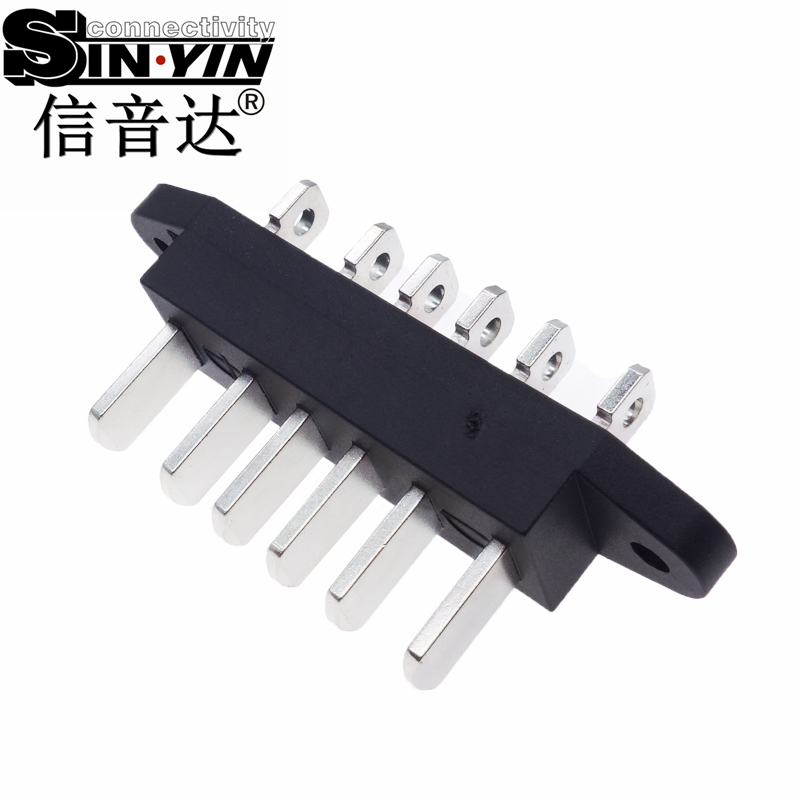 信音达 SYCBCWL128M 新国标6Pin防水复合插座｜IP67防护·60mm长度·镀镍黄铜端子·灵活引脚配置方案