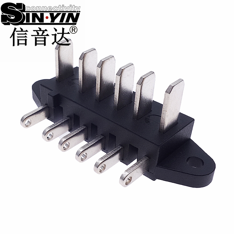 信音达 SYCBCWL120M-90° 6Pin大电流锂电池公座｜IP67防水·90°侧插·60×15×23mm超薄型动力接口-3