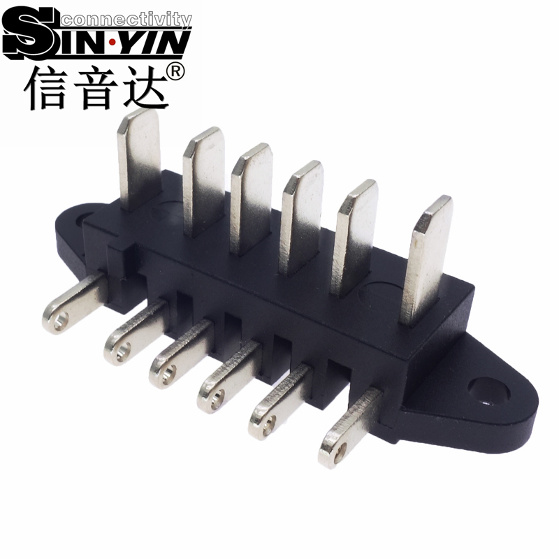 信音达 SYCBCWL120M-90° 6Pin大电流锂电池公座｜IP67防水·90°侧插·60×15×23mm超薄型动力接口-2