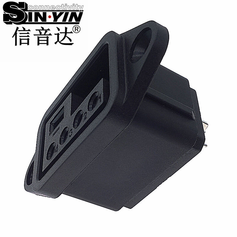 信音达 SYCBCWL206F 新国标40A防水复合插座｜IP67电源信号母座 单筋防呆·55×21×24mm超紧凑方案