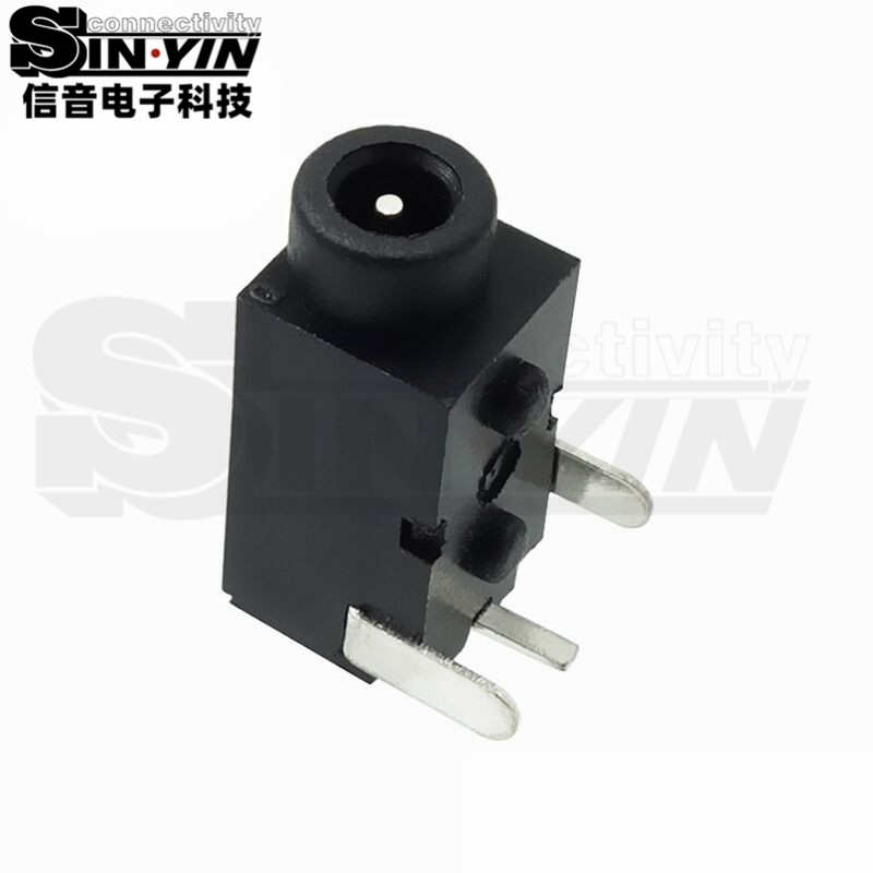 DC-003A 带定位柱卧式PCB插板DC电源插座（3.5×1.1 / 3.5×1.35mm）
