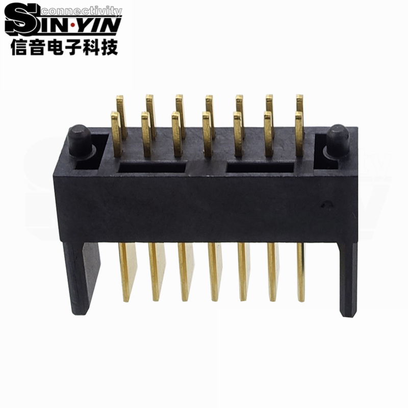 信音达SYCAM08P7M5 7Pin双排插件锂电公座｜LCP耐高温材质·额定7A/瞬时10A·19.7×5.5×10.1mm紧凑封装·耐260℃回流焊·储能BMS高功率接口（多串动力+采样+通讯）