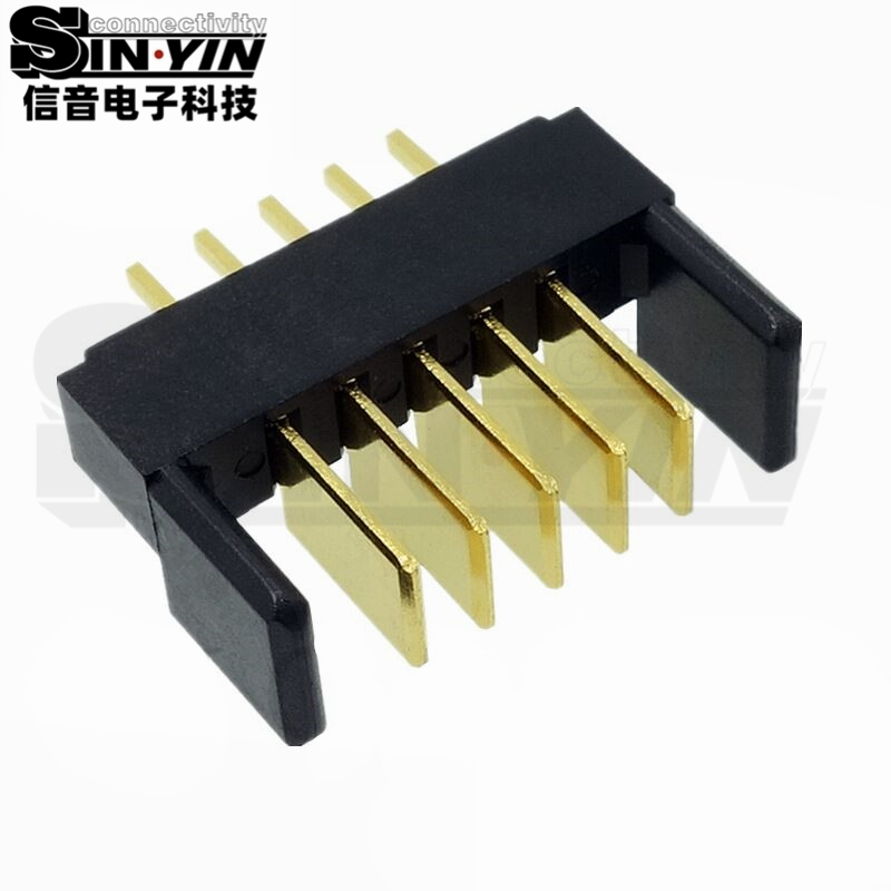 信音达SYCAM01P5AM5 5Pin插件锂电公座｜PA9T尼龙镀金·额定5A/瞬时8A·15.65×5.5×10.1mm超紧凑DIP封装·耐260℃波峰焊·智能门锁BMS基础接口（双串动力+采样+通讯）