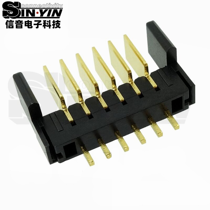 信音达SYCAM01P6AM5 6Pin插件锂电公座｜PA9T尼龙镀金·额定5A/瞬时8A·17.65×5.5×10.1mm极致紧凑DIP封装·耐260℃波峰焊·智能门锁BMS基础接口（双串动力+采样+通讯）-2