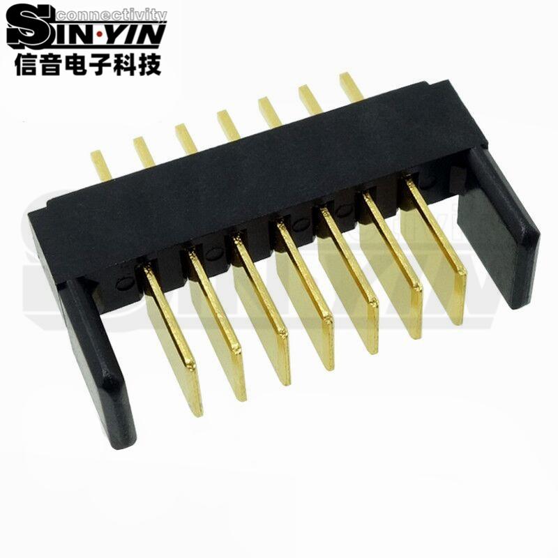 信音达SYCAM01P7AM5 7Pin插件锂电公座｜PA9T尼龙镀金·额定5A/瞬时8A·19.65×5.5×10.1mm超紧凑DIP封装·耐260℃波峰焊·智能门锁BMS精简接口（双串动力+2路采样+通讯）-2