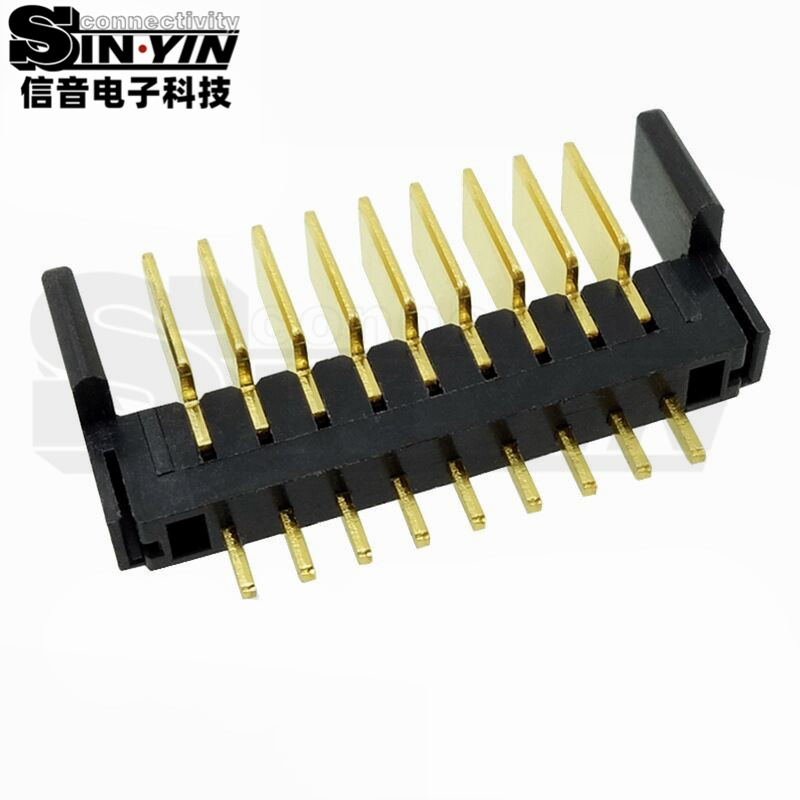 信音达SYCAM01P9AM5 9Pin插件锂电公座｜PA9T尼龙镀金·额定5A/瞬时8A·23.65×5.5×10.1mm紧凑DIP封装·耐260℃波峰焊·智能门锁BMS精简接口（双串动力+2路采样+通讯+预留）