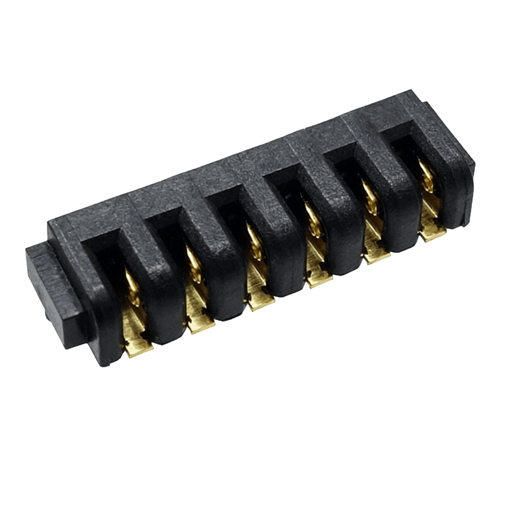 信音达SYCAF20P6CSMT 6Pin贴片锂电母座｜LCP材质·额定3A/瞬时5A·14.0×4.0×2.65mm超薄SMT封装·耐260℃回流焊·单串BMS全功能+冗余接口（采样+动力+地线+双通讯+预留）