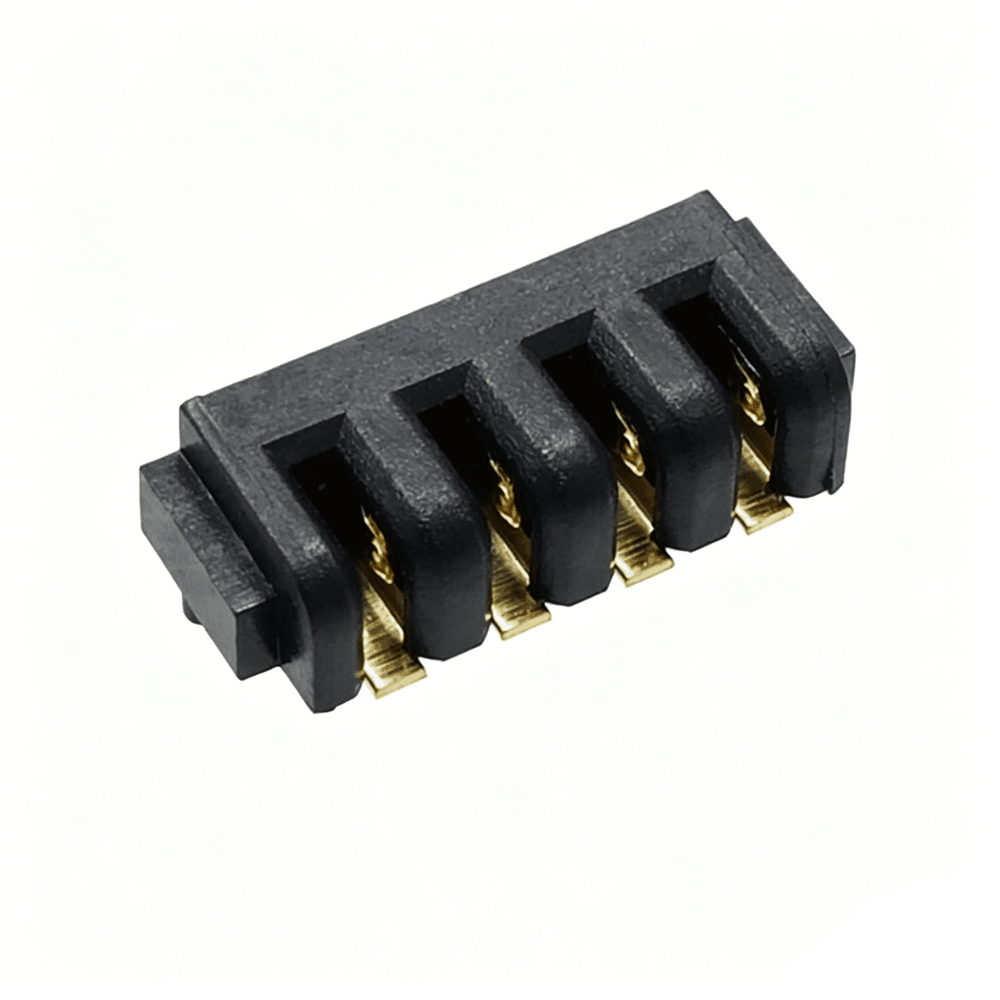 信音达SYCAF20P4CSMT 4Pin贴片锂电母座｜LCP材质·额定3A/瞬时5A·10.0×4.0×2.65mm超薄SMT封装·耐260℃回流焊·单串BMS采样动力通讯一体接口