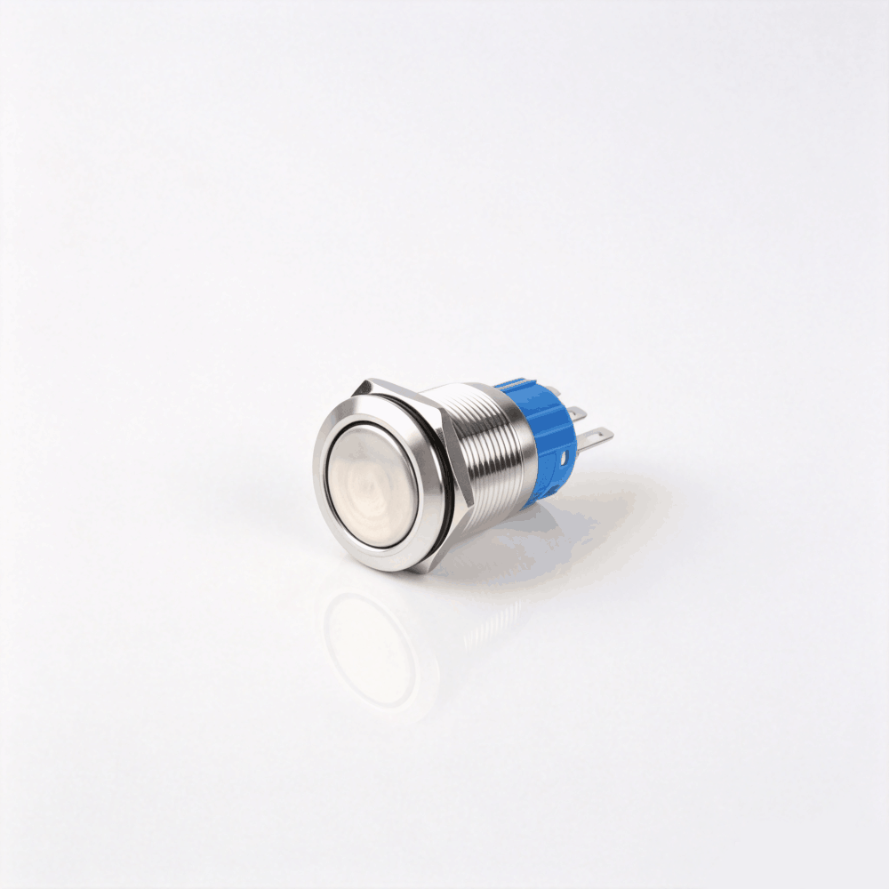 19mm金属按钮开关（开口19mm/19C平头无灯/单刀双掷1NO1NC/自锁式/不锈钢防水防爆）-5