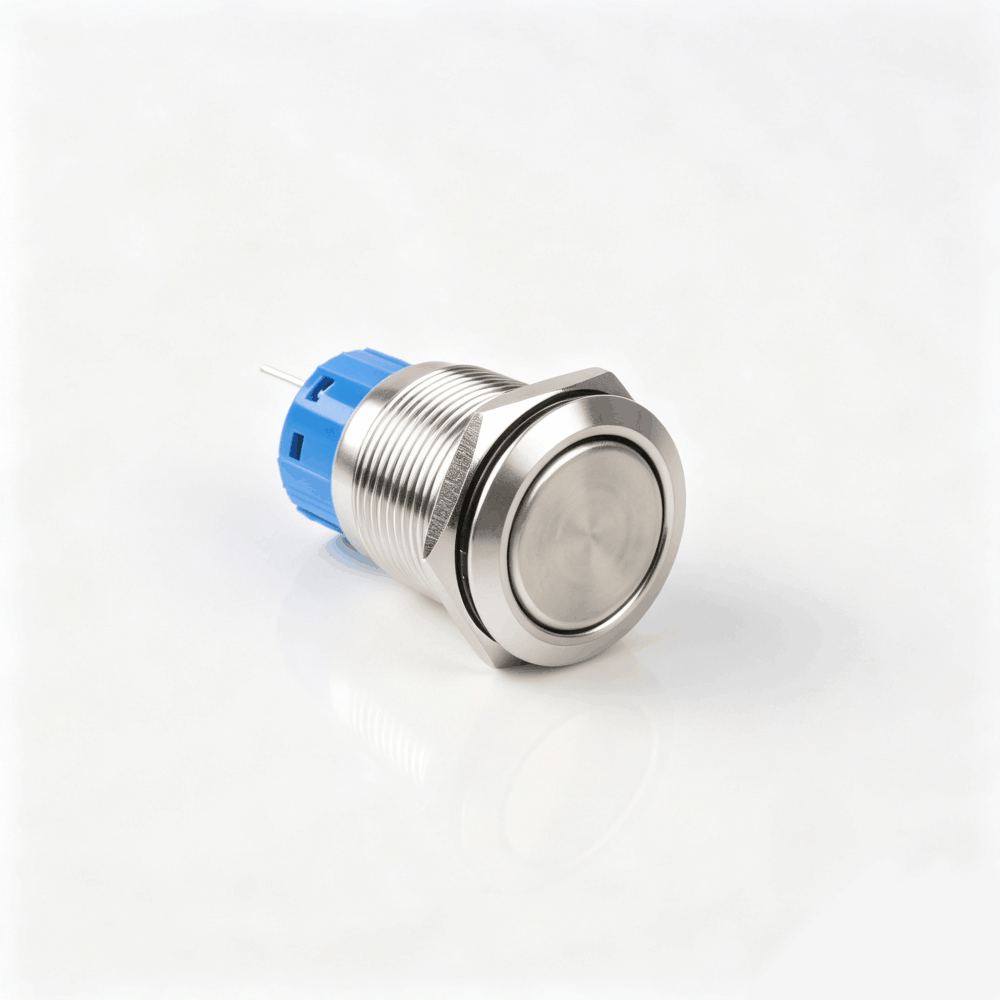 19mm金属按钮开关（开口19mm/19C平头无灯/单刀双掷1NO1NC/自锁式/不锈钢防水防爆）-2