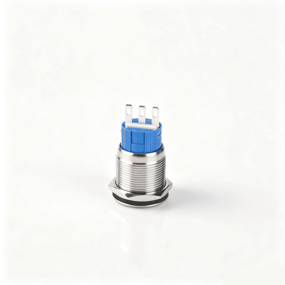 19mm金属按钮开关（开口19mm/19C平头无灯/单刀双掷1NO1NC/自锁式/不锈钢防水防爆）-4
