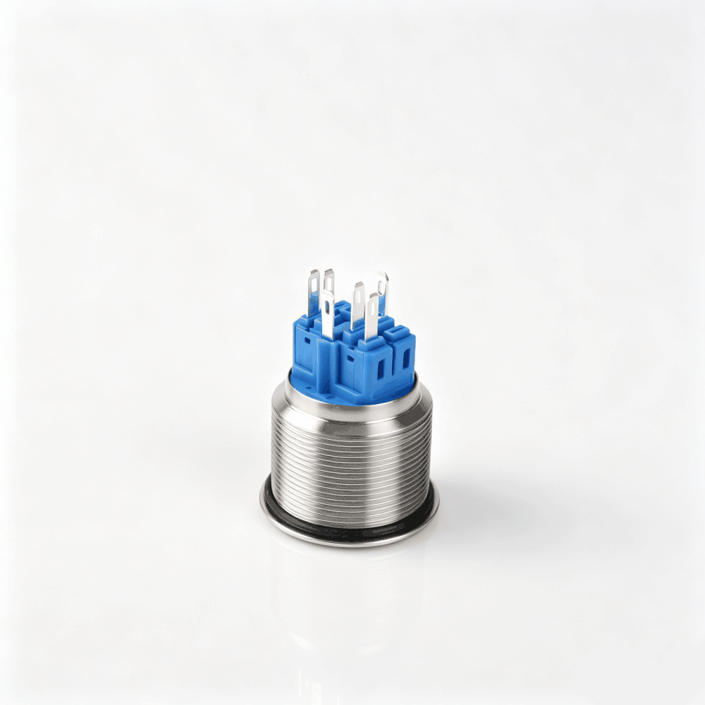 30mm金属按钮开关（开口直径30mm/单刀双掷1NO1NC/环形发光LED带灯/自锁式/不锈钢防水防爆按键开关）-4
