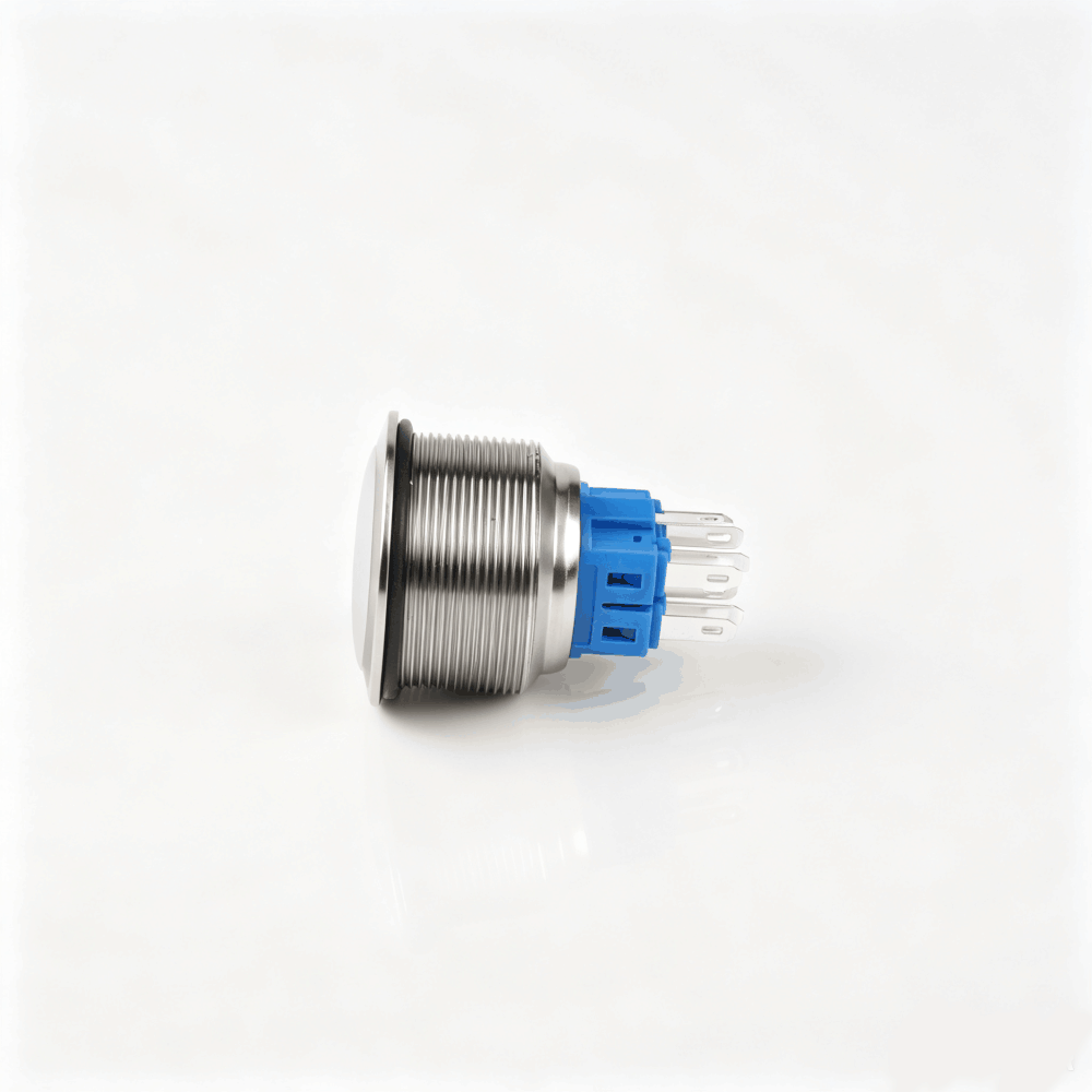 30mm金属按钮开关（开口直径30mm/双刀双掷2NO2NC/环形发光LED带灯/自锁式/不锈钢防水防爆按键开关）-2