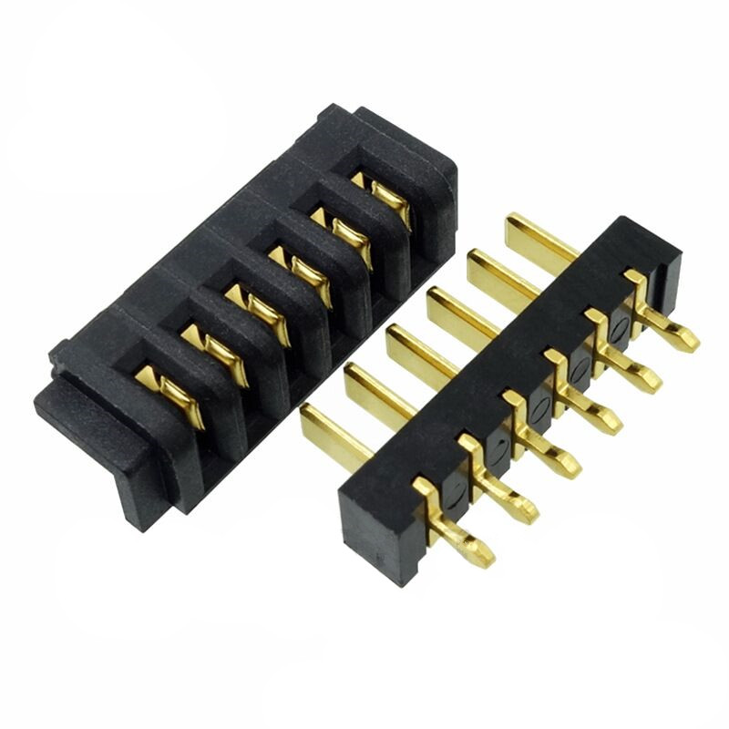 信音达SYCBM01P6R1A 6Pin锂电公座｜2.5mm直插180°·5A单针载流·PA9T耐260℃·镀金低阻·小串数BMS垂直互联标准件-2