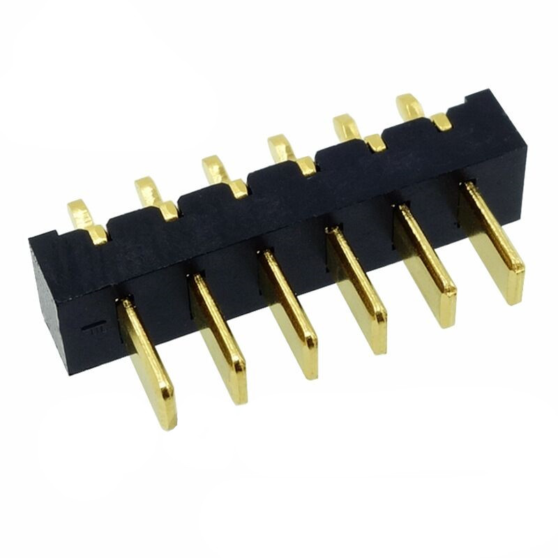 信音达SYCBM01P6R1A 6Pin锂电公座｜2.5mm直插180°·5A单针载流·PA9T耐260℃·镀金低阻·小串数BMS垂直互联标准件