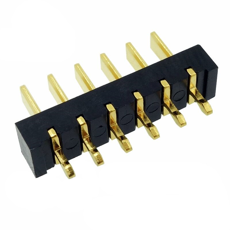 信音达SYCBM01P6R1A 6Pin锂电公座｜2.5mm直插180°·5A单针载流·PA9T耐260℃·镀金低阻·小串数BMS垂直互联标准件