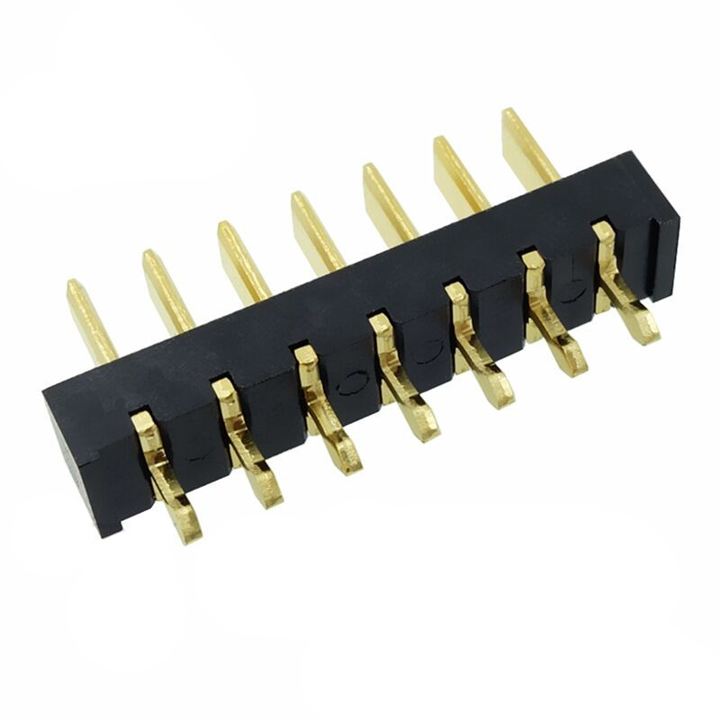 信音达SYCBM01P7R1A 7Pin锂电公座｜2.5mm直插180°·5A单针载流·PA9T耐260℃·镀金低阻·紧凑中串BMS垂直互联