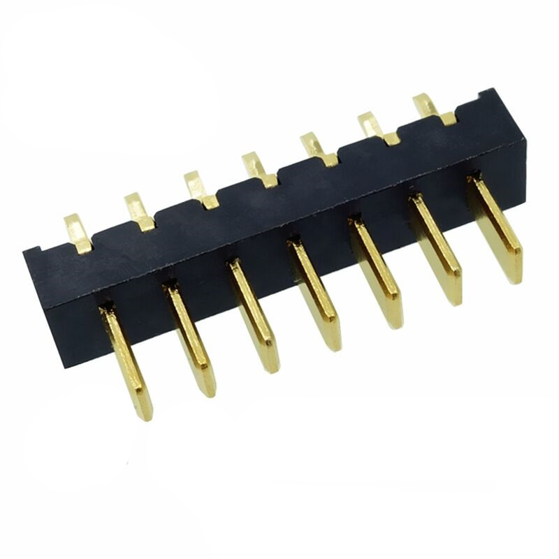 信音达SYCBM01P7R1A 7Pin锂电公座｜2.5mm直插180°·5A单针载流·PA9T耐260℃·镀金低阻·紧凑中串BMS垂直互联-2