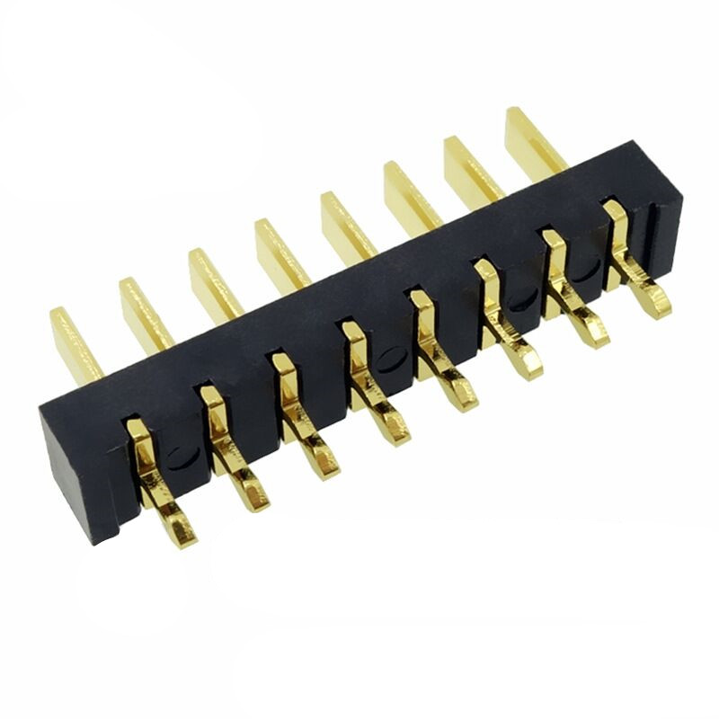 信音达SYCBM01P8R1A 8Pin锂电公座｜2.5mm直插180°·5A单针载流·PA9T耐260℃·镀金低阻·中串BMS垂直互联标准件