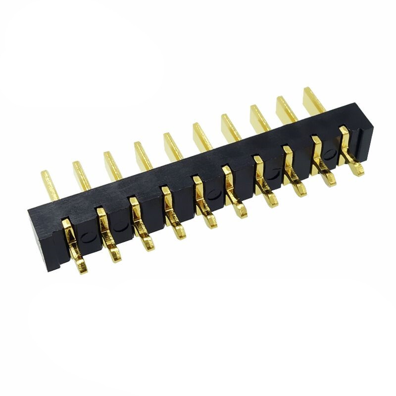 信音达SYCBM01P10R1A 10Pin锂电公座｜2.5mm直插180°·5A单针载流·PA9T耐260℃·镀金低阻·中串BMS垂直互联-2