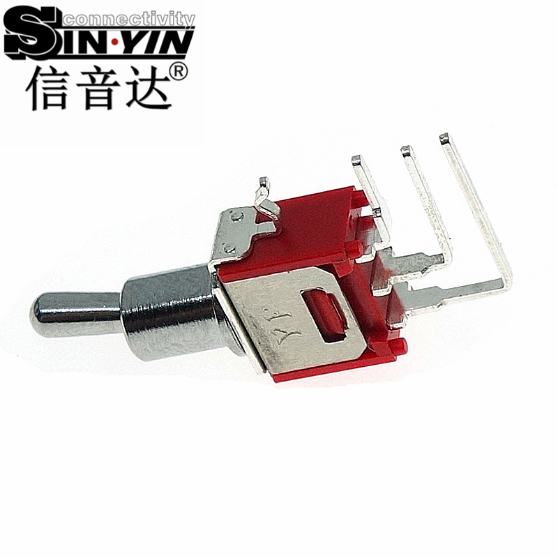 微型钮子开关（单排3脚弯脚/90度侧插/带下置固定弯脚/两档ON-ON/圆柄/SPDT单极双掷）-4