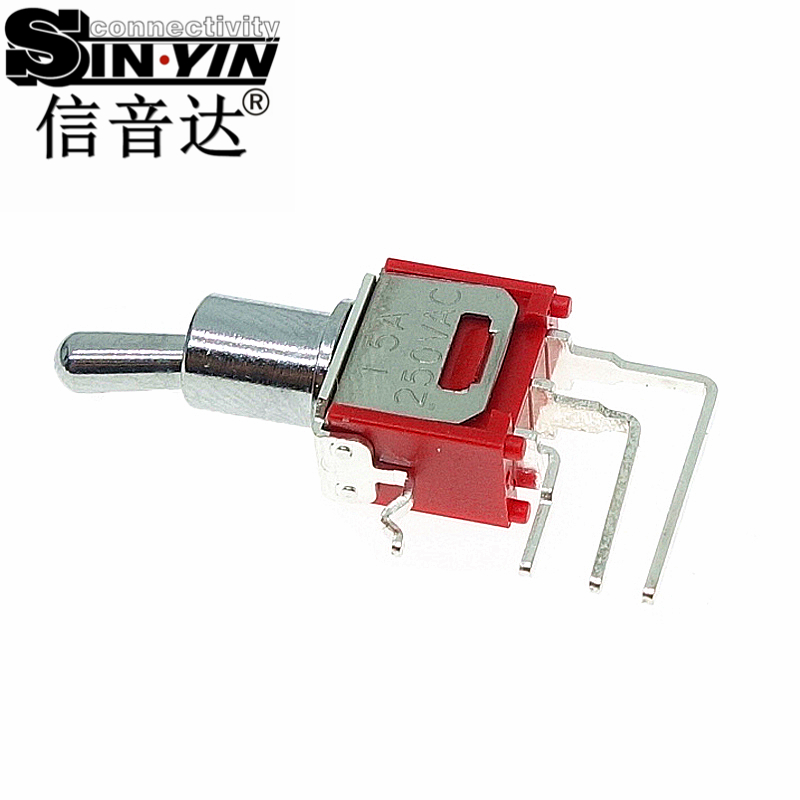 微型钮子开关（单排3脚弯脚/90度侧插/带下置固定弯脚/两档ON-ON/圆柄/SPDT单极双掷）-2