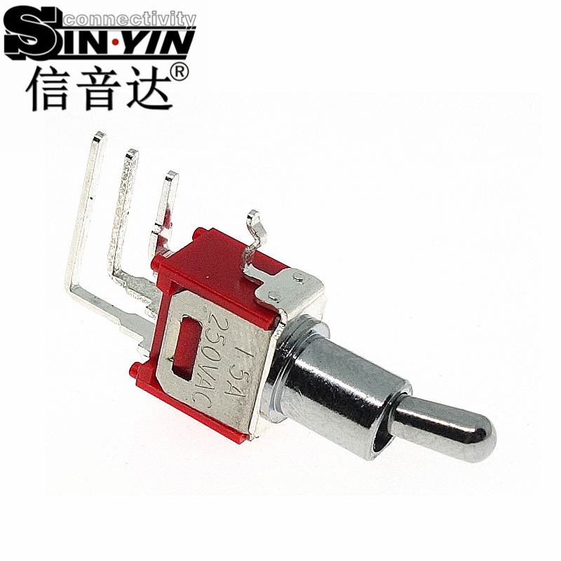 微型钮子开关（单排3脚弯脚/90度侧插/带下置固定弯脚/两档ON-ON/圆柄/SPDT单极双掷）-5