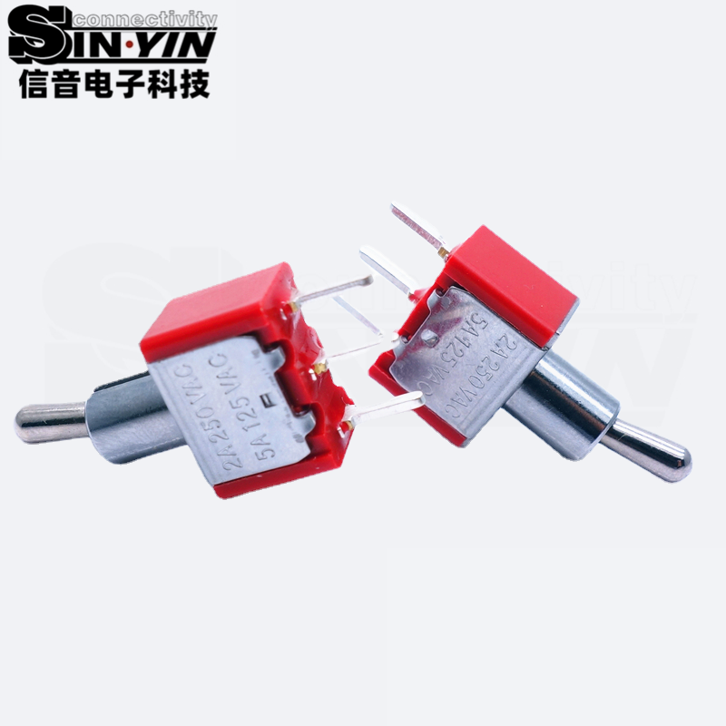 微型钮子开关（单排3脚直脚/两档ON-ON/圆柄/SPDT单极双掷/直插PCB针脚/平滑套管）-2