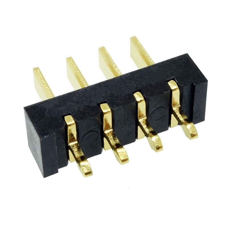 信音达SYCBM01P4R1A 4Pin锂电公座｜2.5mm直插180°·5A单针载流·PA9T耐260℃·镀金低阻·垂直互联