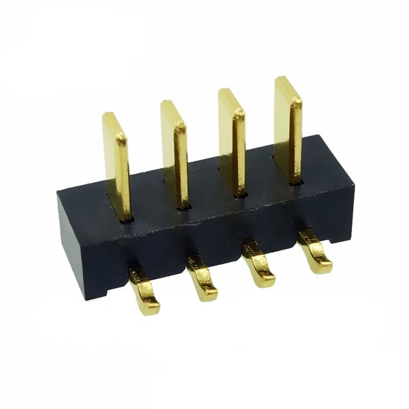 信音达SYCBM01P4R4 4Pin锂电公座｜2.5mm 90°弯插·5A单针载流·PA9T耐260℃·镀金低阻·极简侧向互联