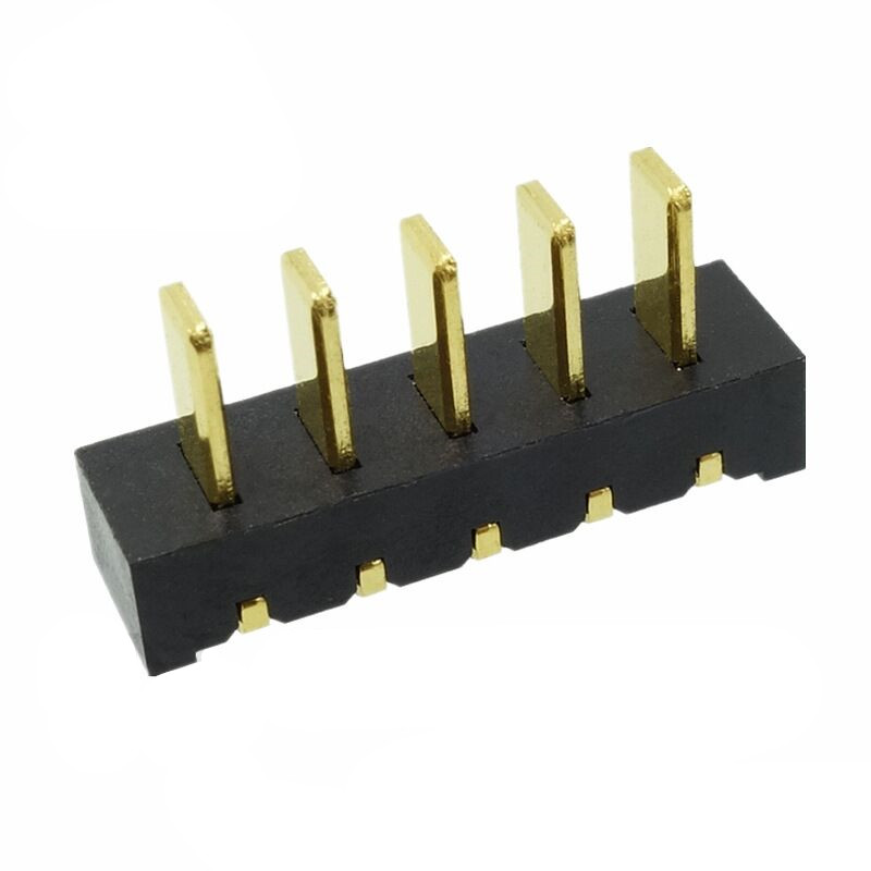 信音达SYCBM01P5R4 5Pin锂电公座｜2.5mm 90°弯插·5A单针载流·PA9T耐260℃·镀金低阻·微型侧向互联