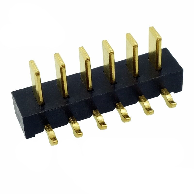 信音达SYCBM01P6R4 6Pin锂电公座｜2.5mm 90°弯插·5A单针载流·PA9T耐260℃·镀金低阻·极简侧向互联-2