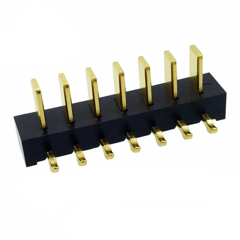 信音达SYCBM01P7R4 7Pin锂电公座｜2.5mm 90°弯插·5A单针载流·PA9T耐260℃·镀金低阻·超紧凑侧向互联-2