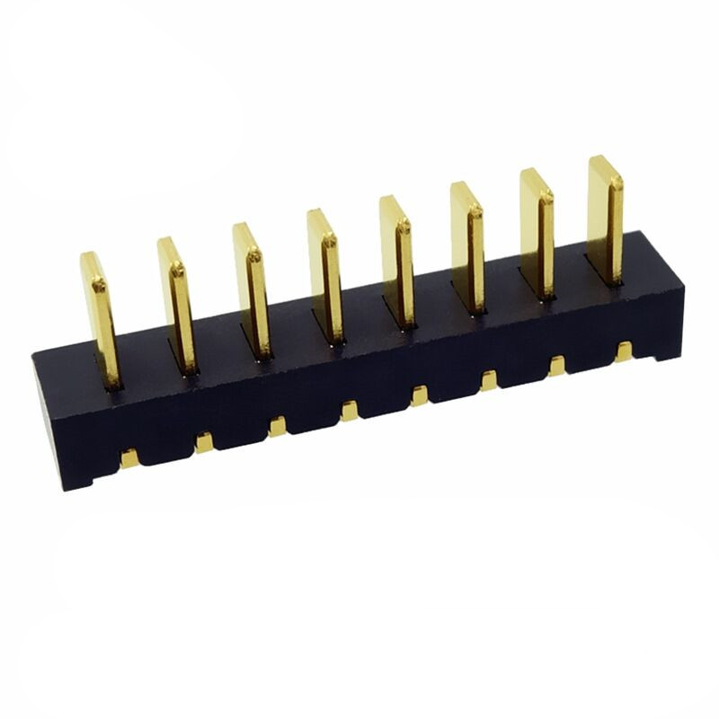 信音达SYCBM01P8R4 8Pin锂电公座｜2.5mm 90°弯插·5A单针载流·PA9T耐260℃·镀金低阻·紧凑型侧向互联-2