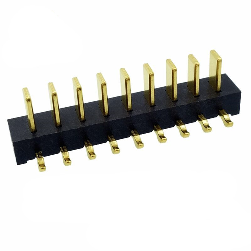 信音达SYCBM01P9R4 9Pin锂电公座｜2.5mm 90°弯插·5A单针载流·PA9T耐260℃·镀金低阻·侧向紧凑互联-2