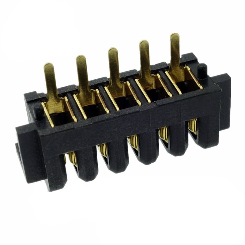 信音达 SYCBF01P5CS2 5Pin 锂电母座｜17mm 精简闭环·中柱应力解耦·180°直插·PA9T 耐 260℃·镀金≤8mΩ